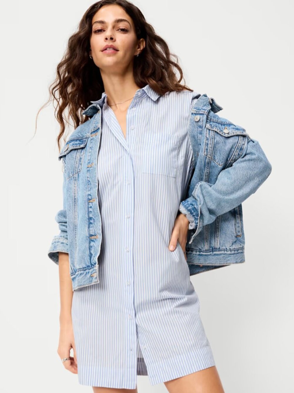 Button-Down Mini Shirt Dress Small